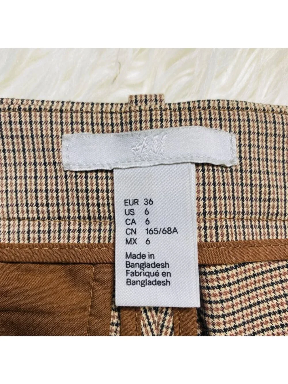 HM Pant Womens 6 Checked Plaid Brown Dress Pants Straight Career Collegiate Prep